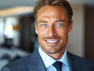 Fototapeta premium Close up of a person in a formal suit and tie