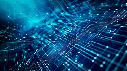 Futuristic grid line patterns on abstract blue hi-tech background