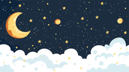 Obraz na płótnie Canvas Celestial Night sky Flat vector isolated on white background