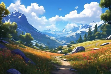 landscape between mountains made with ai