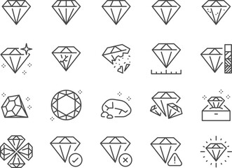 Diamond icon set. It includes gems, jewels, gemstones, treasure, and more icons. Editable Vector Stroke. - 769379506