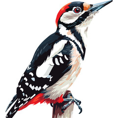 Great spotted Woodpecker Clipart  isolated on white background 