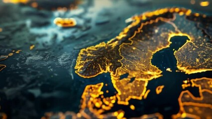 A detailed close-up view of an interactive map of Europe displaying country borders, cities, and geographical features.