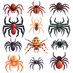 Halloween Spiders Clipart  isolated on white background