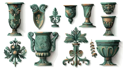 Foto op Plexiglas Collection of copper ornaments with green patina  © Aliha