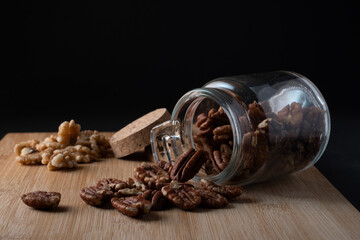 pecan nuts wooden background dark international pecan day 