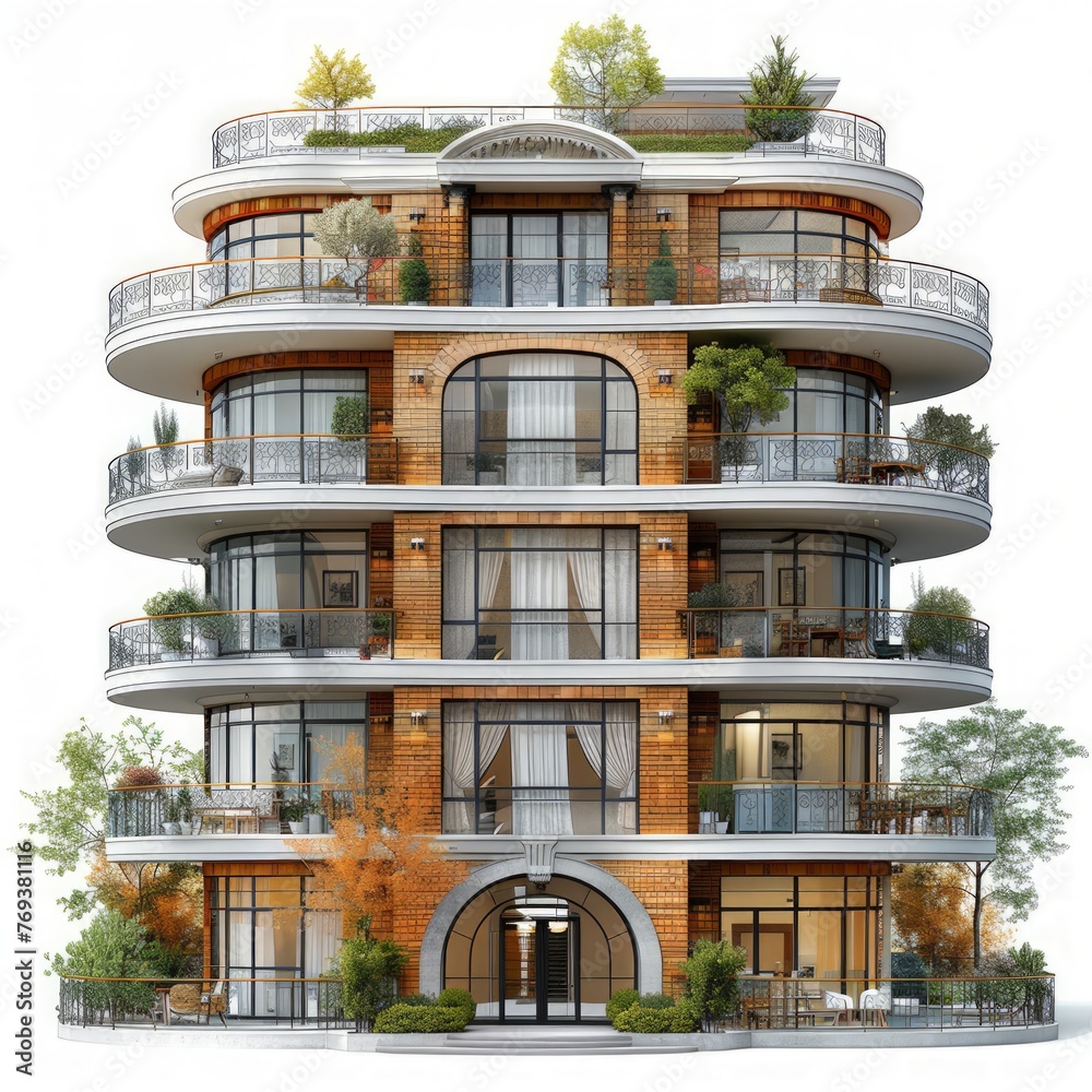 Fototapete residential building architecture project with mock up and blueprints