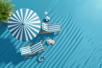 blue and white flags on the beach - obrazy, fototapety, plakaty