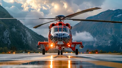 Emergency Concept : Landing rescue helicopter, Rescue