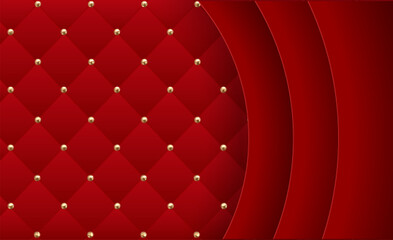 Red upholstery leather texture background with beads. Abstract background vector can be used in cover design, book design, website background, banner, poster, advertising.