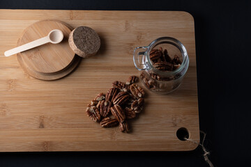 pecan nuts wooden background dark international pecan day 