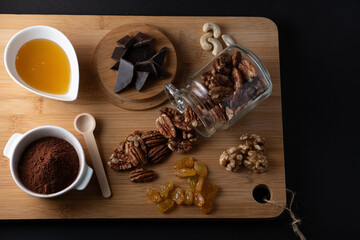 pecan nuts wooden background dark international pecan day 