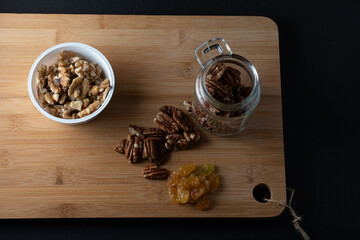 pecan nuts wooden background dark international pecan day 