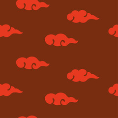 Chinese clouds seamless pattern, modern east asian style