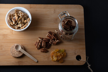 pecan nuts wooden background dark international pecan day 