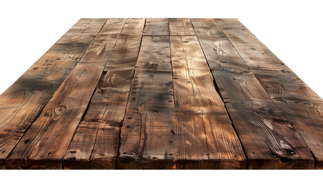 Empty wooden table for product display montage with Transparent Background