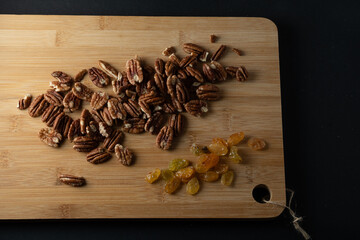 pecan nuts wooden background dark international pecan day 