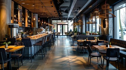 Fototapeta na wymiar Interior design of a modern restaurant