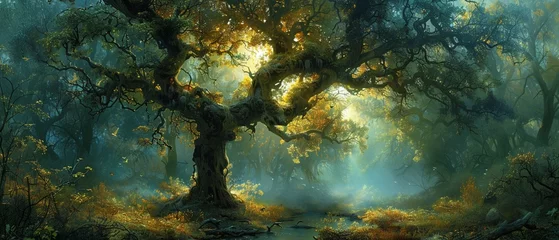 Foto op Canvas Enchanted forests where whispers of the past and future echo through the trees. © AlexCaelus