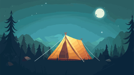 Isolated tent for camping design flat cartoon vacto - obrazy, fototapety, plakaty