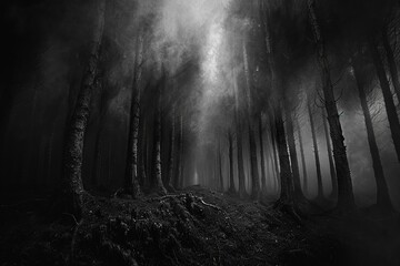 Dark forests where the bark of trees is inscribed with the history of magic