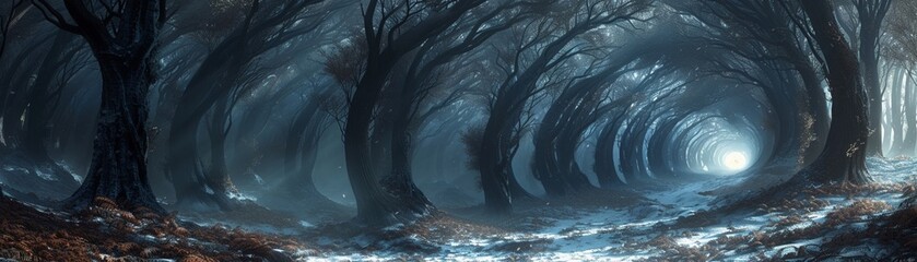 Dark forests where trees grow in spirals - obrazy, fototapety, plakaty