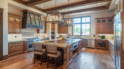 kitchen in newly constructed luxury home - obrazy, fototapety, plakaty