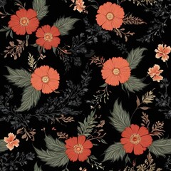  All Over Flower Digital Printed pattern Digital textile design hand draw motifs beautiful    flowers
