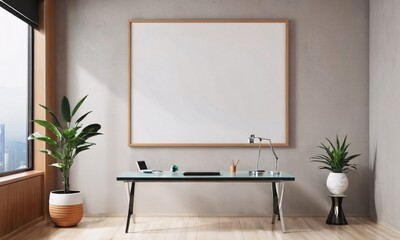 An office mock up frame for art or poster - 769386127