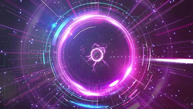 abstract neon gui ui geometric circle element . seamless looping overlay 4k virtual video animation background