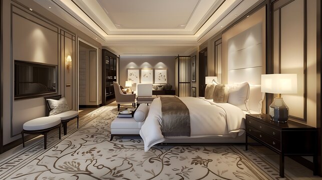 large bedroom computer generated image of a luxurious and elegant bedroom interior