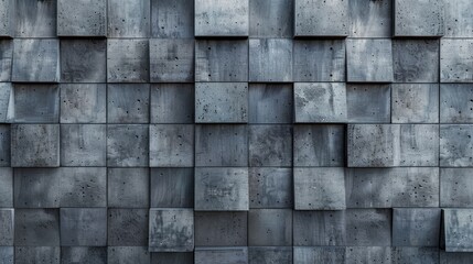 A uniform and geometric concrete block wall creating a sturdy backdrop, background, wallpaper