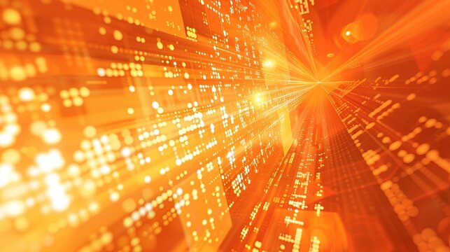 Vibrant abstract orange technology background with futuristic design elements for digital projects, web graphics, and innovation concepts