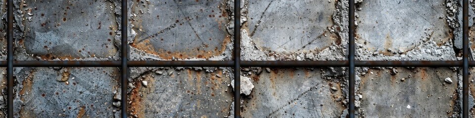 Detailed view of a rusted metal fence, showing signs of aging and decay, background, wallpaper, banner