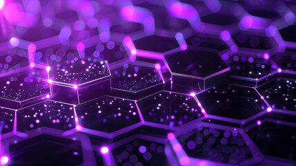 Purple hexagon abstract: futuristic technological background with geometric patterns