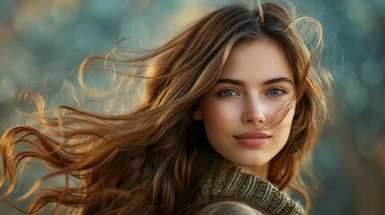 Fototapeta premium Beautiful woman with long healthy hair. Trendy elegant color.
