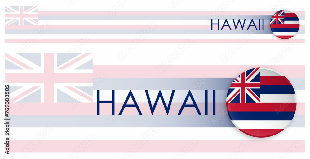 Wall mural hawaii us state horizontal web banner in modern neomorphism style. webpage hawaiian election header 