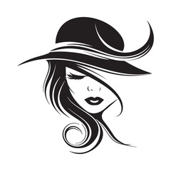 Beautiful woman with hat. vector fashion illustration
