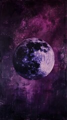 A painting of a planet dominated by shades of purple and black, inspired by cosmic circles and galaxies, background, wallpaper