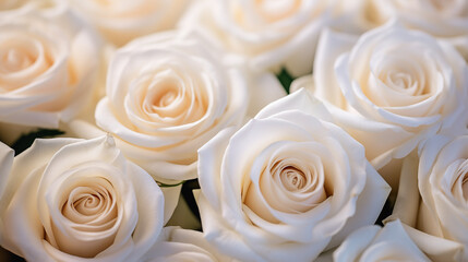 Elegant white roses close-up background