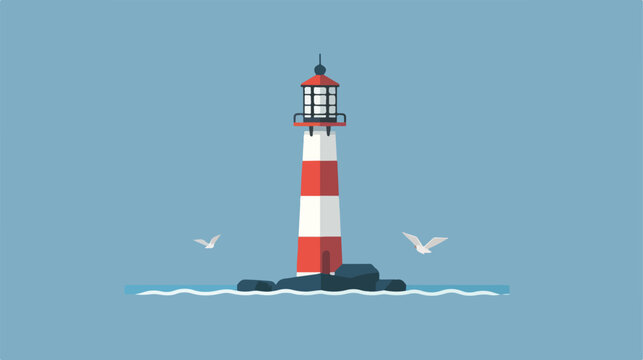 Lighthouse nautical icon image flat cartoon 