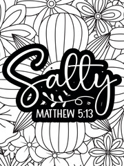 Christian Jesus Quotes Flower Coloring Page Beautiful black and white illustration for adult coloring bookt