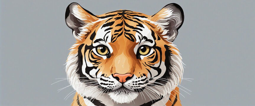 Tiger face watercolor clipart png, Tiger Head Playful and Adorable Tiger Clipart for Kids , isolated, transparent background colorful background