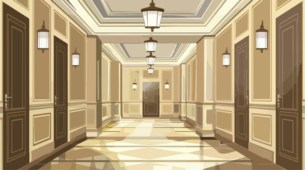 A gallery-style hallway with recessed lighting Flat