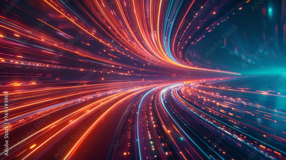 Poster dynamic data connection: speed lines abstract background in technologyartistic endeavors
