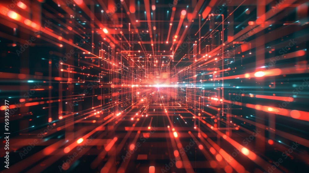 Poster dynamic data connection: speed lines abstract background in technologyartistic endeavors