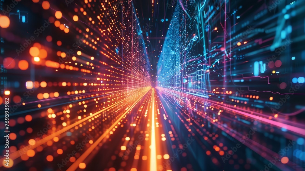 Poster dynamic data connection: speed lines abstract background in technologyartistic endeavors