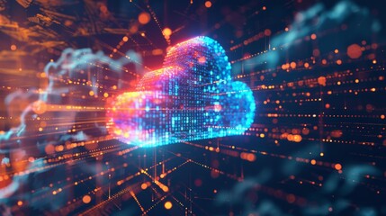 Vibrant network: illustration of interconnected data in cloud computing environment