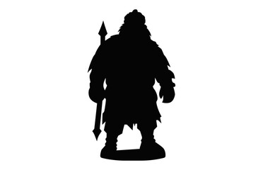 Dwarf Warrior Silhouette vector isolated on a white background
