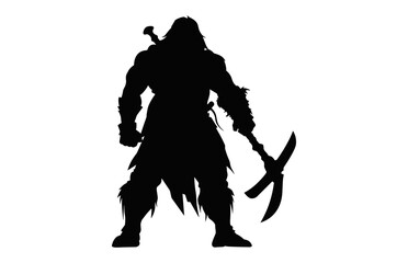 Dwarf Warrior Silhouette black Clipart isolated on a white background